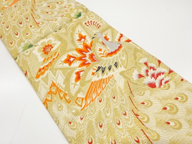 JAPANESE KIMONO / ANTIQUE FUKURO OBI / SILK / WOVEN CHINESE FLOWER